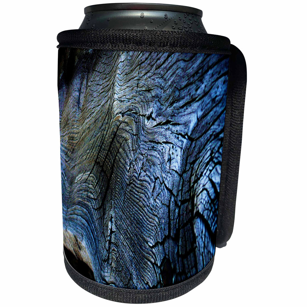 3dRose Abstract Wood Colors - Image of Blue Gnarled Wood - Can Cooler Bottle Wrap (cc_264390)