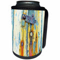 3dRose Abstract Wood Colors - Image of Aged Blue and Orange Wood With Lock - Can Cooler Bottle Wrap (cc_264394)