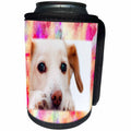 3dRose Dog Art - Image of Real Dog Face On Abstract Artwork - Can Cooler Bottle Wrap (cc_264404)