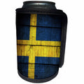 3dRose Abstract Wood Colors - Image of Flag Of Sweden On Wood - Can Cooler Bottle Wrap (cc_264405)