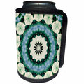 3dRose Taiche - New Media Art - Kaleidoscope - Cerulean Blue and Sacramento Green Mandala - Can Cooler Bottle Wrap (cc_264416)