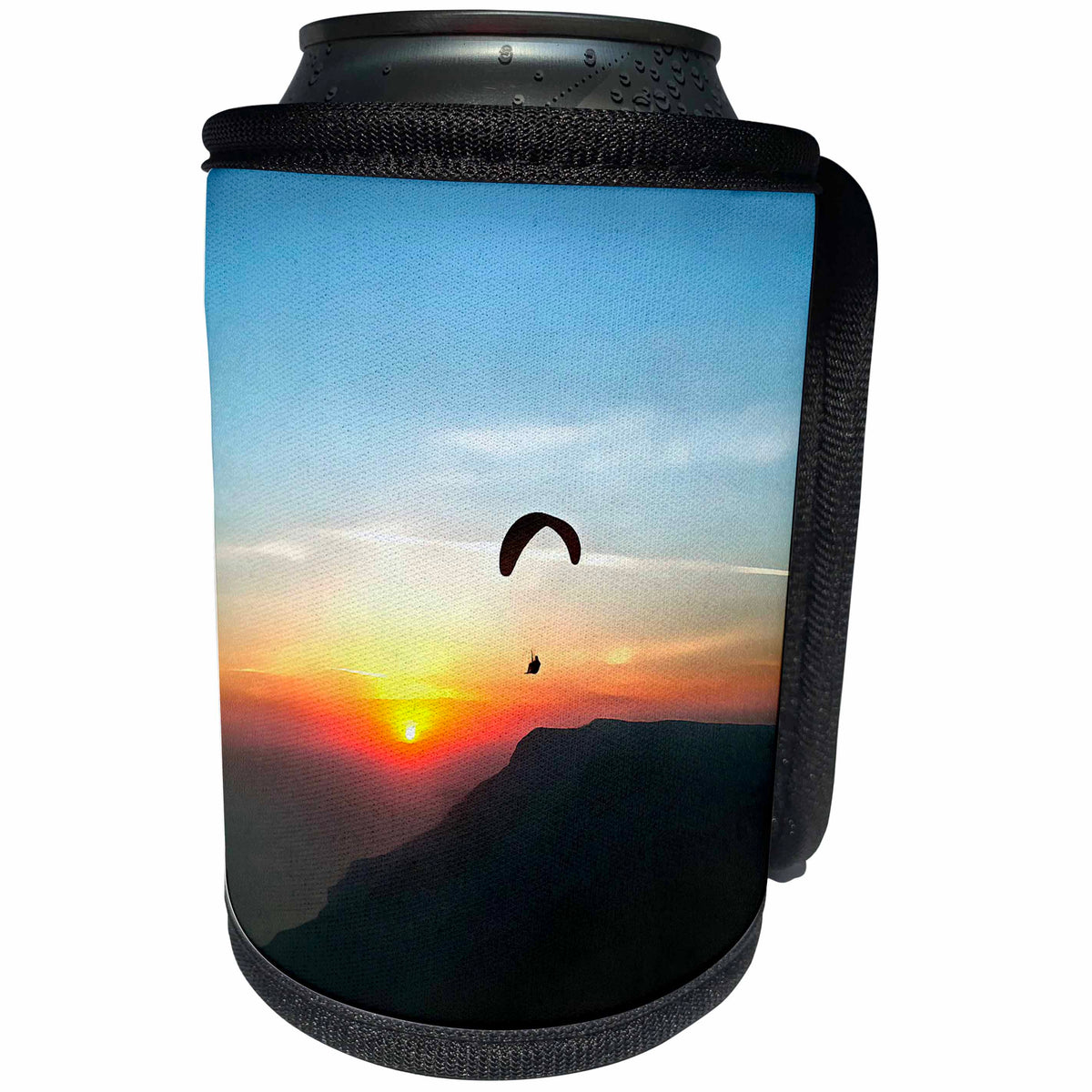 3dRose Taiche - Acrylic Painting - Paragliding - Sunset Paraglide - Can Cooler Bottle Wrap (cc_264422)