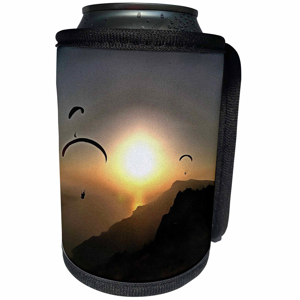 3dRose Taiche - Acrylic Painting - Paragliding - Paragliders Flying Without Wings - Can Cooler Bottle Wrap (cc_264423)
