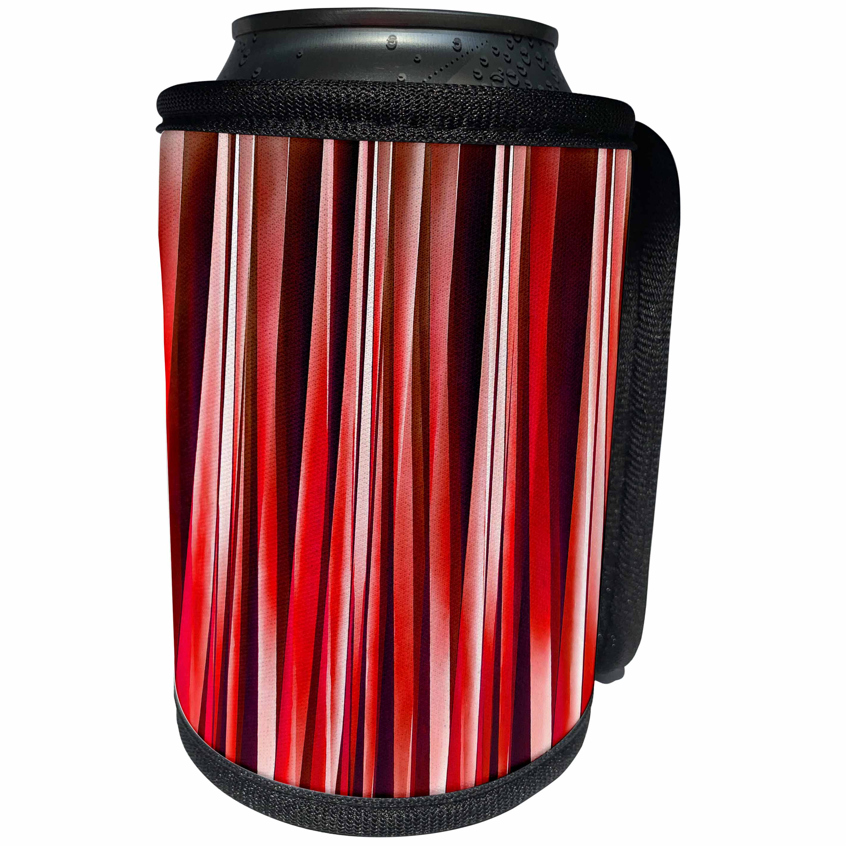 3dRose Taiche - Acrylic Painting - Abstract - Impulsive Adventure Red Striped Abstract Pattern - Can Cooler Bottle Wrap (cc_264432)