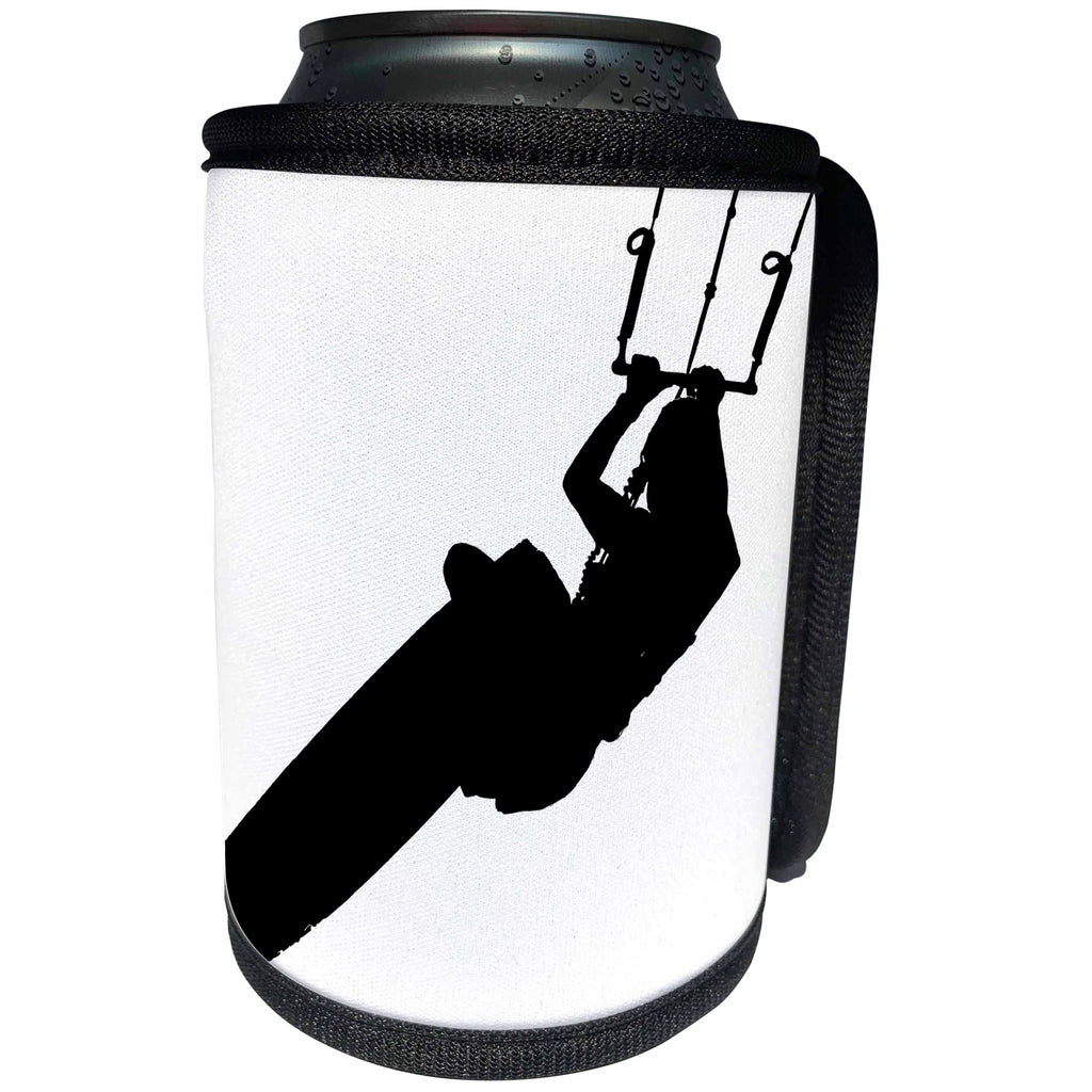 3dRose Taiche - Vector - Kitesurfing Wakeboarding - Time To Wake Up Kiteboarder Silhouette - Can Cooler Bottle Wrap (cc_264527)