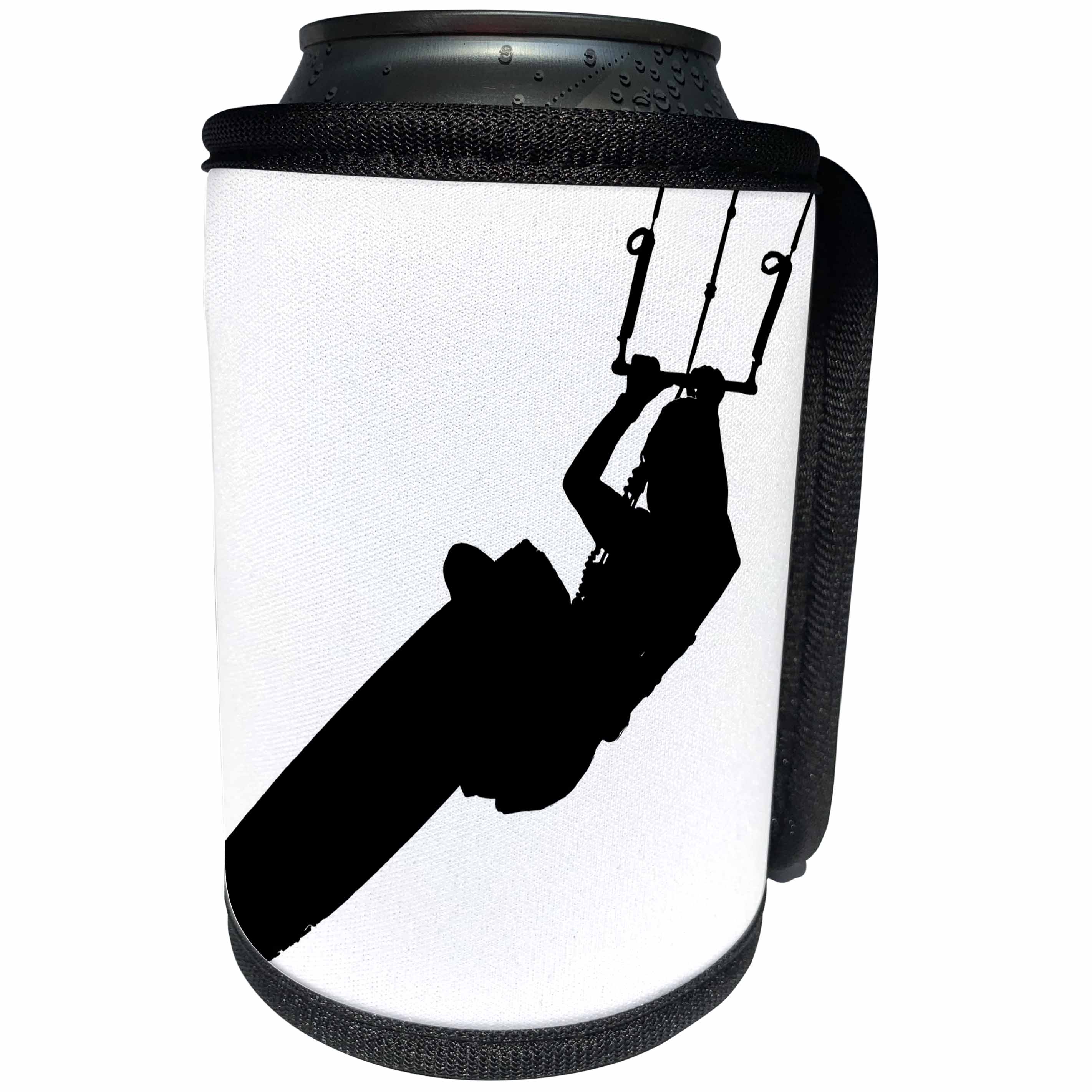 3dRose Taiche - Vector - Kitesurfing Wakeboarding - Time To Wake Up Kiteboarder Silhouette - Can Cooler Bottle Wrap (cc_264527)
