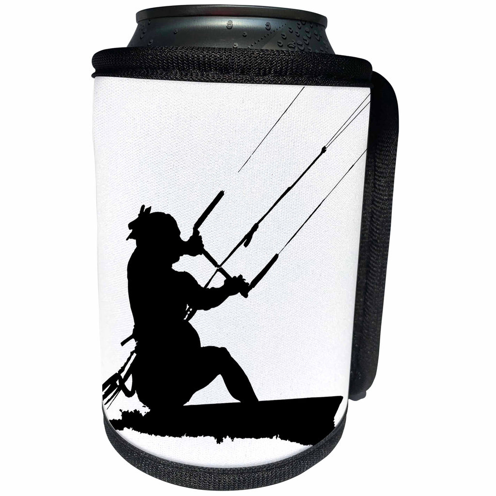 3dRose Taiche - Vector - Kitesurfing Wakeboarding - Wakeboarder Water Sport Silhouette - Can Cooler Bottle Wrap (cc_264528)