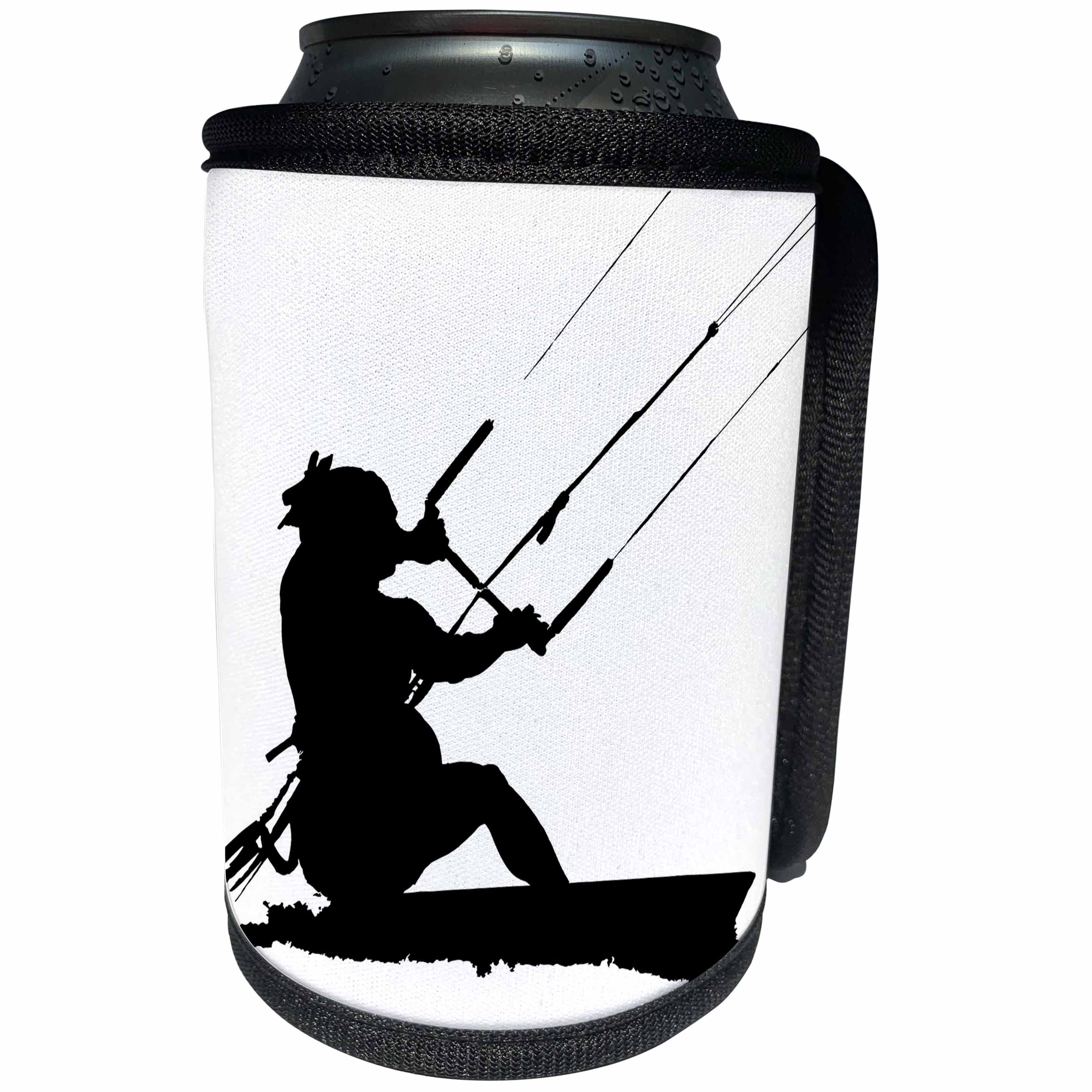 3dRose Taiche - Vector - Kitesurfing Wakeboarding - Wakeboarder Water Sport Silhouette - Can Cooler Bottle Wrap (cc_264528)