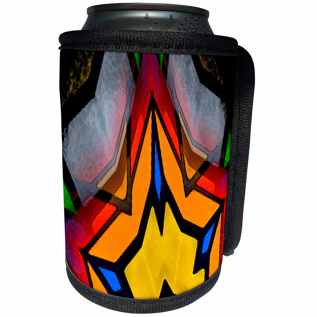 3dRose Dinas Abstract Design - Unusual and colorful design - Can Cooler Bottle Wrap (cc_26453)