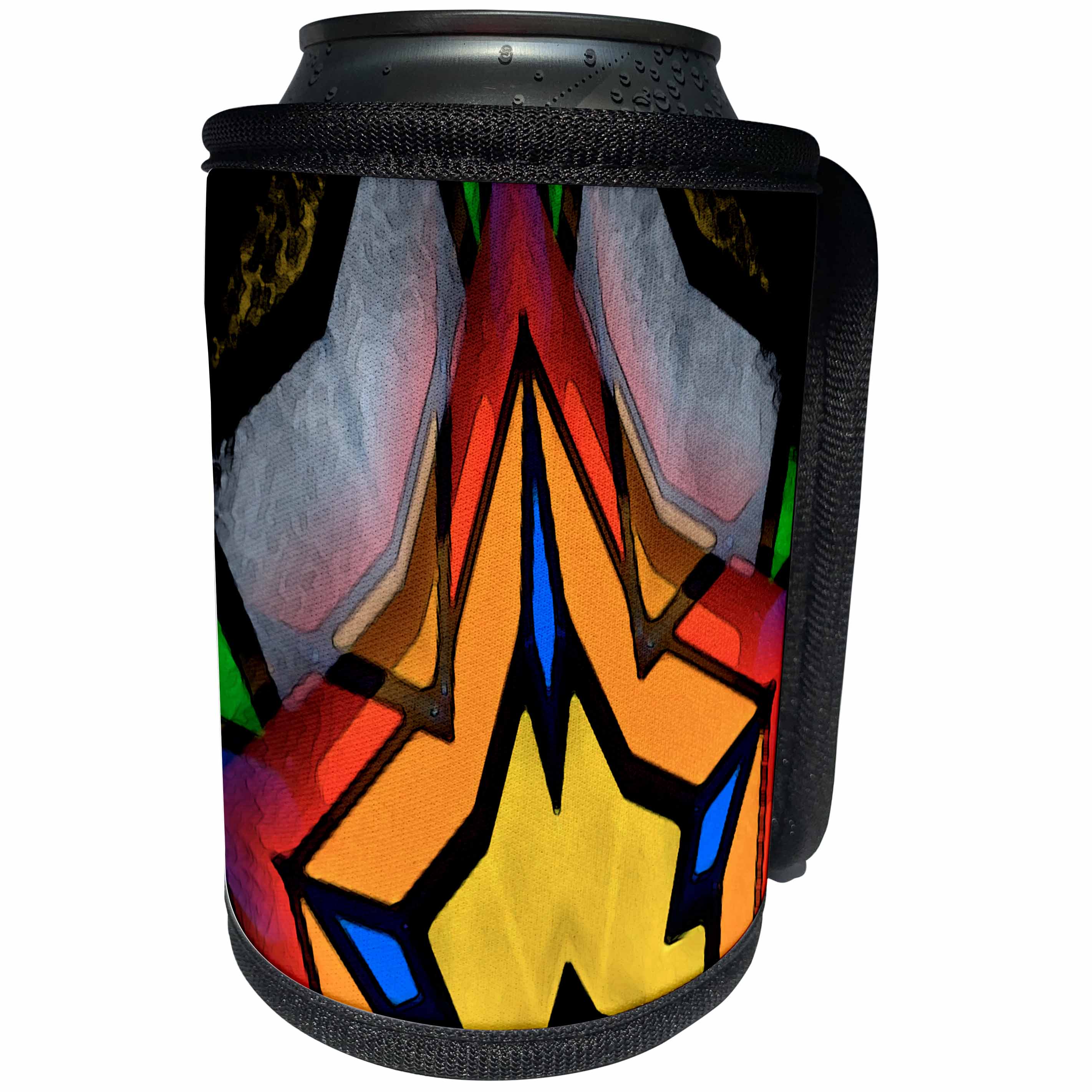 3dRose Dinas Abstract Design - Unusual and colorful design - Can Cooler Bottle Wrap (cc_26453)