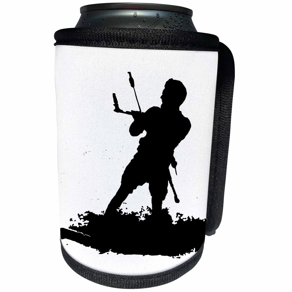 3dRose Taiche - Vector - Kitesurfing Wakeboarding - Board Out Of Your Mind Wakeboarding Silhouette - Can Cooler Bottle Wrap (cc_264531)