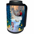 3dRose Heike Köhnen Design Holiday Christmas - Christmas, cute snowman with Santa Claus and reindeer - Can Cooler Bottle Wrap (cc_264536)