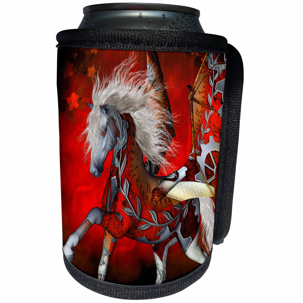 3dRose Heike Köhnen Design Steampunk - Awesome Steampunk horse with wings - Can Cooler Bottle Wrap (cc_264548)
