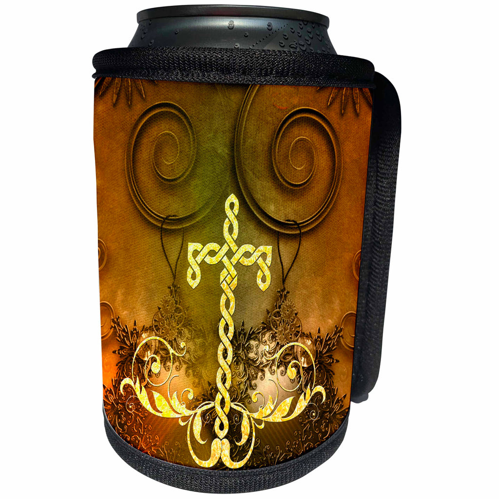 3dRose Heike Köhnen Design Sign Symbol - The Celtic cross with floral elements - Can Cooler Bottle Wrap (cc_264550)