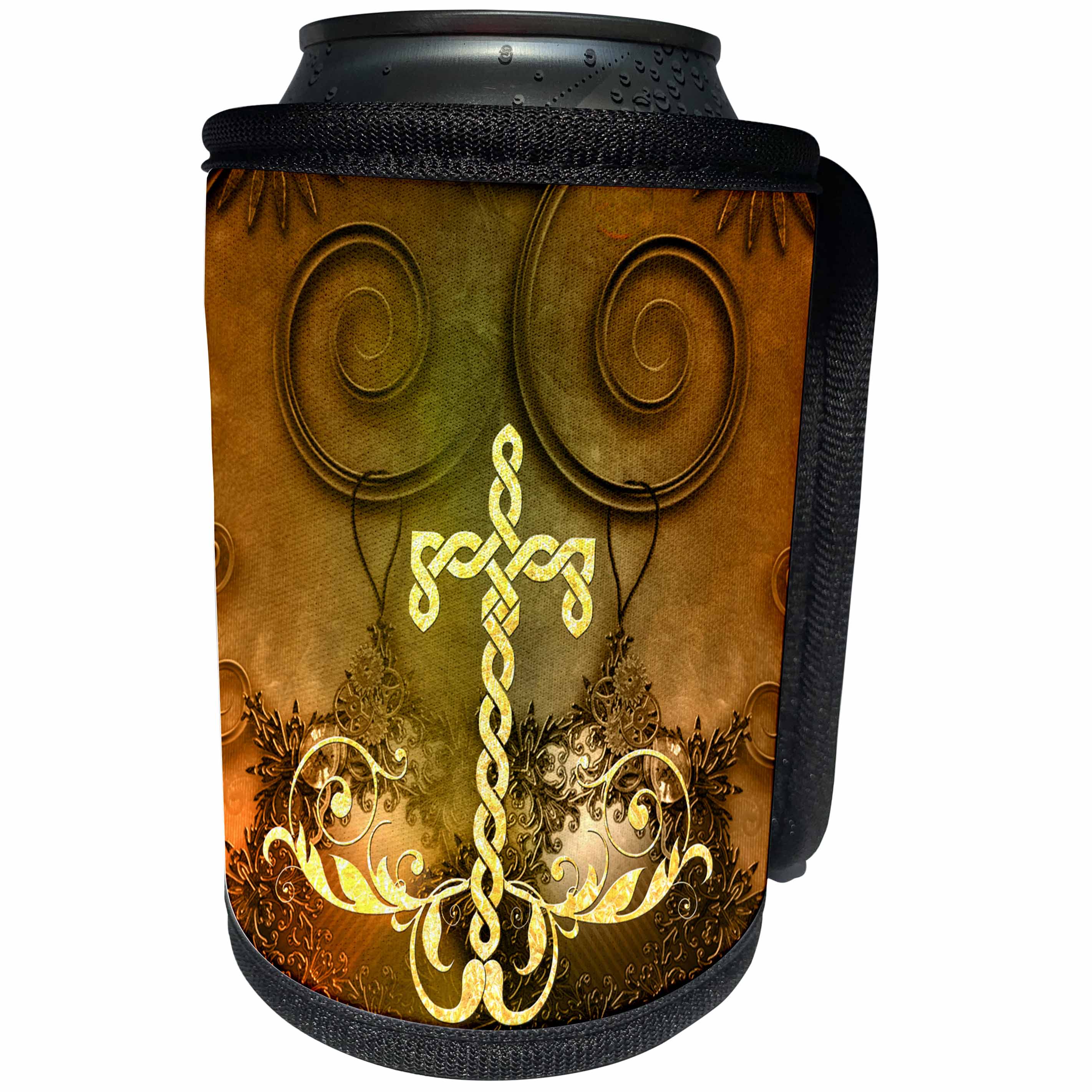 3dRose Heike Köhnen Design Sign Symbol - The Celtic cross with floral elements - Can Cooler Bottle Wrap (cc_264550)