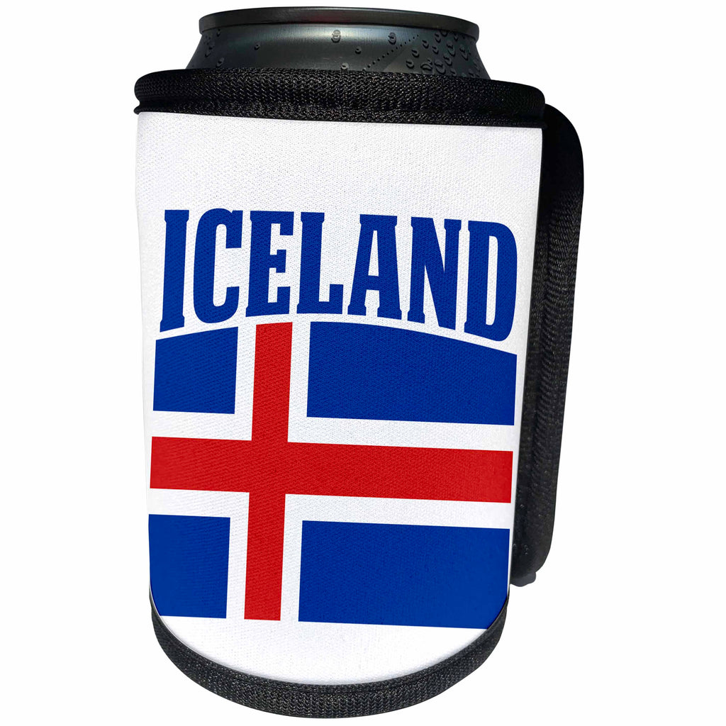 3dRose Carsten Reisinger - Illustrations - Patriotic Iceland Flag Icelandic Banner Design - Can Cooler Bottle Wrap (cc_264629)