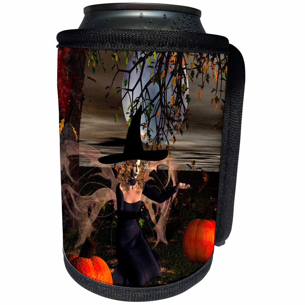 3dRose WhiteOak Art Designs Halloween - Midnight Halloween Fairy Witch - Can Cooler Bottle Wrap (cc_26463)