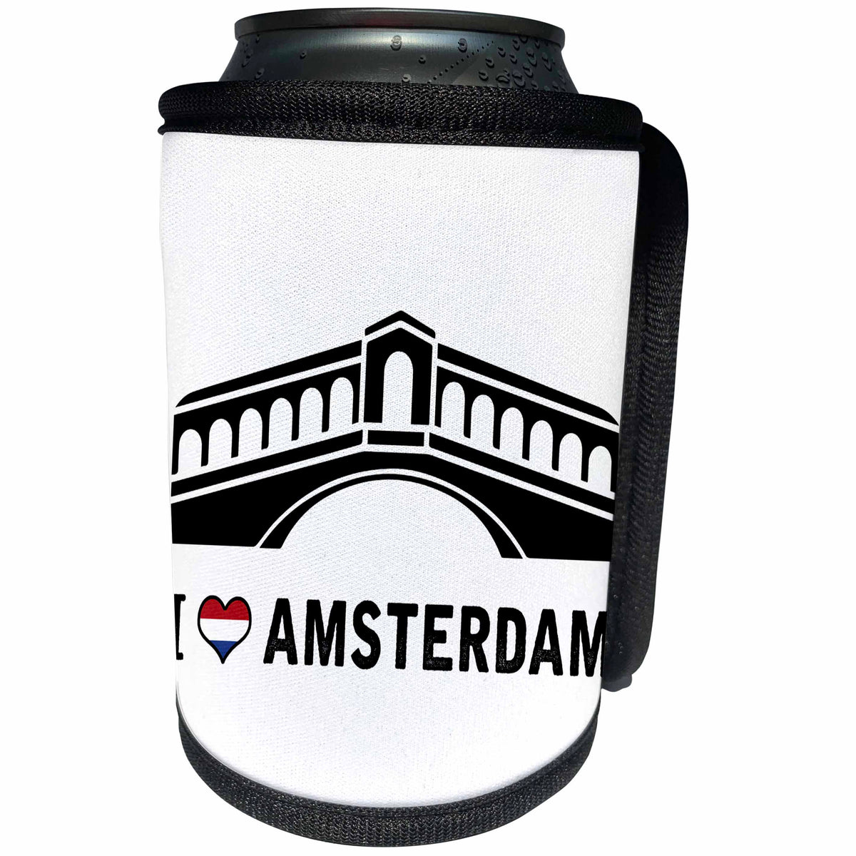 3dRose Carsten Reisinger - Illustrations - I Love Amsterdam Prankster Design Cool Rialto Bridge - Can Cooler Bottle Wrap (cc_264631)