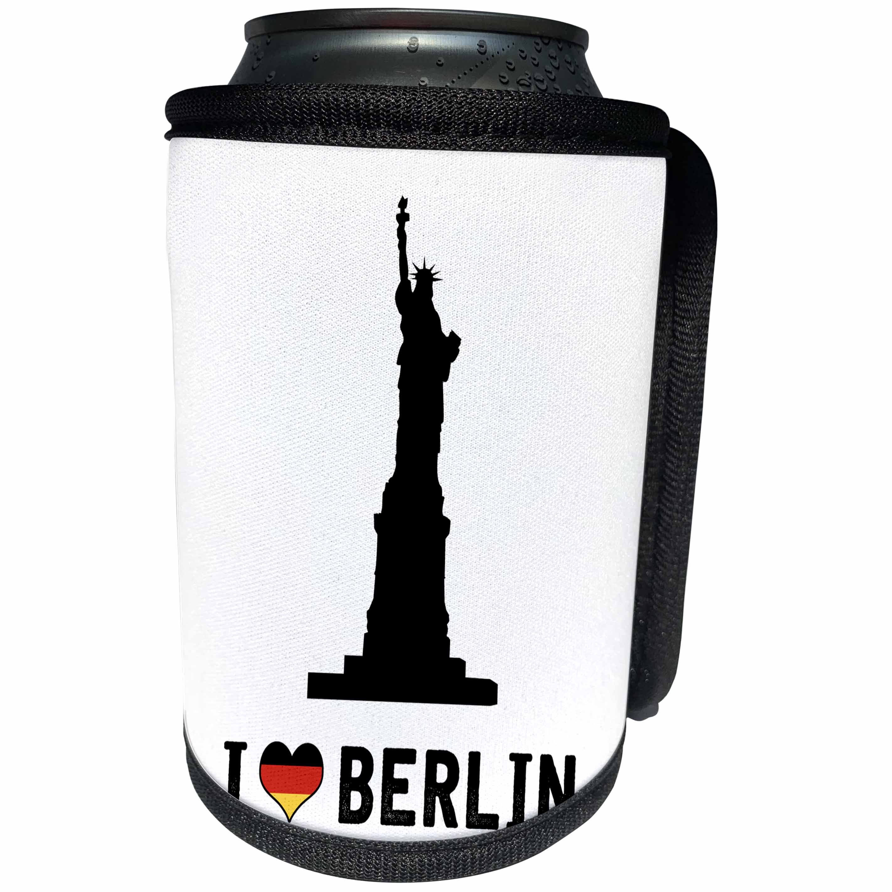 3dRose Carsten Reisinger - Illustrations - I Love Berlin Prankster Design Cool Statue of Liberty - Can Cooler Bottle Wrap (cc_264632)