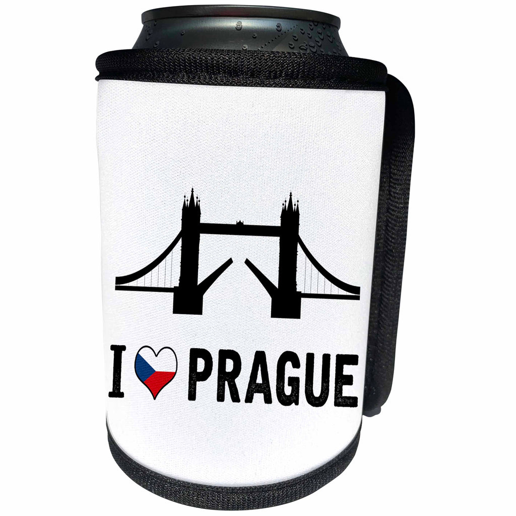 3dRose Carsten Reisinger - Illustrations - I Love Prague Prankster Design London Tower Bridge - Can Cooler Bottle Wrap (cc_264640)