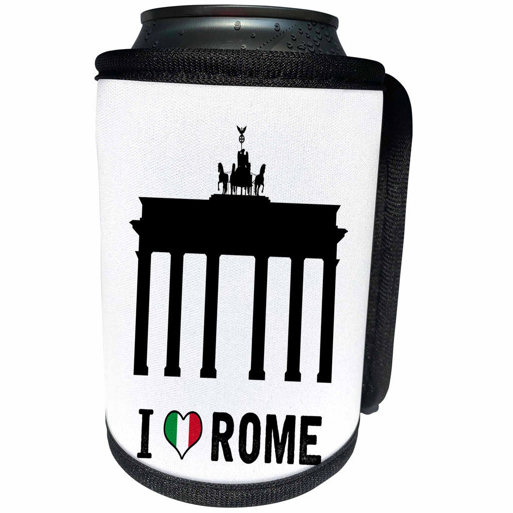 3dRose Carsten Reisinger - Illustrations - I Love Rome Prankster Design London Brandenburg Gate - Can Cooler Bottle Wrap (cc_264641)
