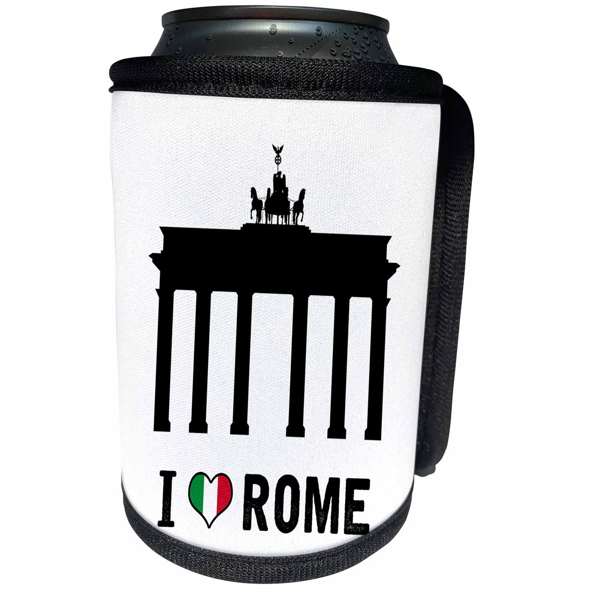 3dRose Carsten Reisinger - Illustrations - I Love Rome Prankster Design London Brandenburg Gate - Can Cooler Bottle Wrap (cc_264641)