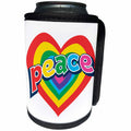 3dRose TNMGraphics Pop Art - Sixties Rainbow Heart and Word Peace - Can Cooler Bottle Wrap (cc_264643)
