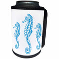 3dRose TNMGraphics Nautical - Three Blue Seahorses - Can Cooler Bottle Wrap (cc_264644)