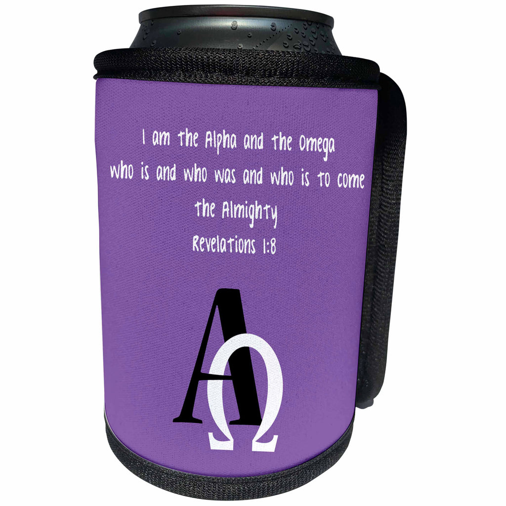 3dRose TNMGraphics Scripture - Bible Scripture Alpha and Omega Rev 1 - Can Cooler Bottle Wrap (cc_264649)