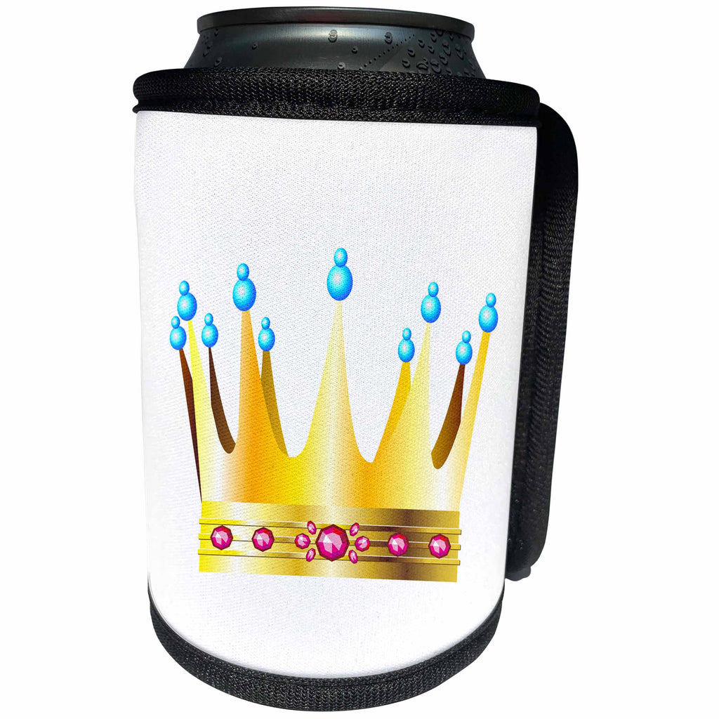 3dRose TNMGraphics Prince and Princess - Golden Crown Pink and Blue Gems - Can Cooler Bottle Wrap (cc_264667)