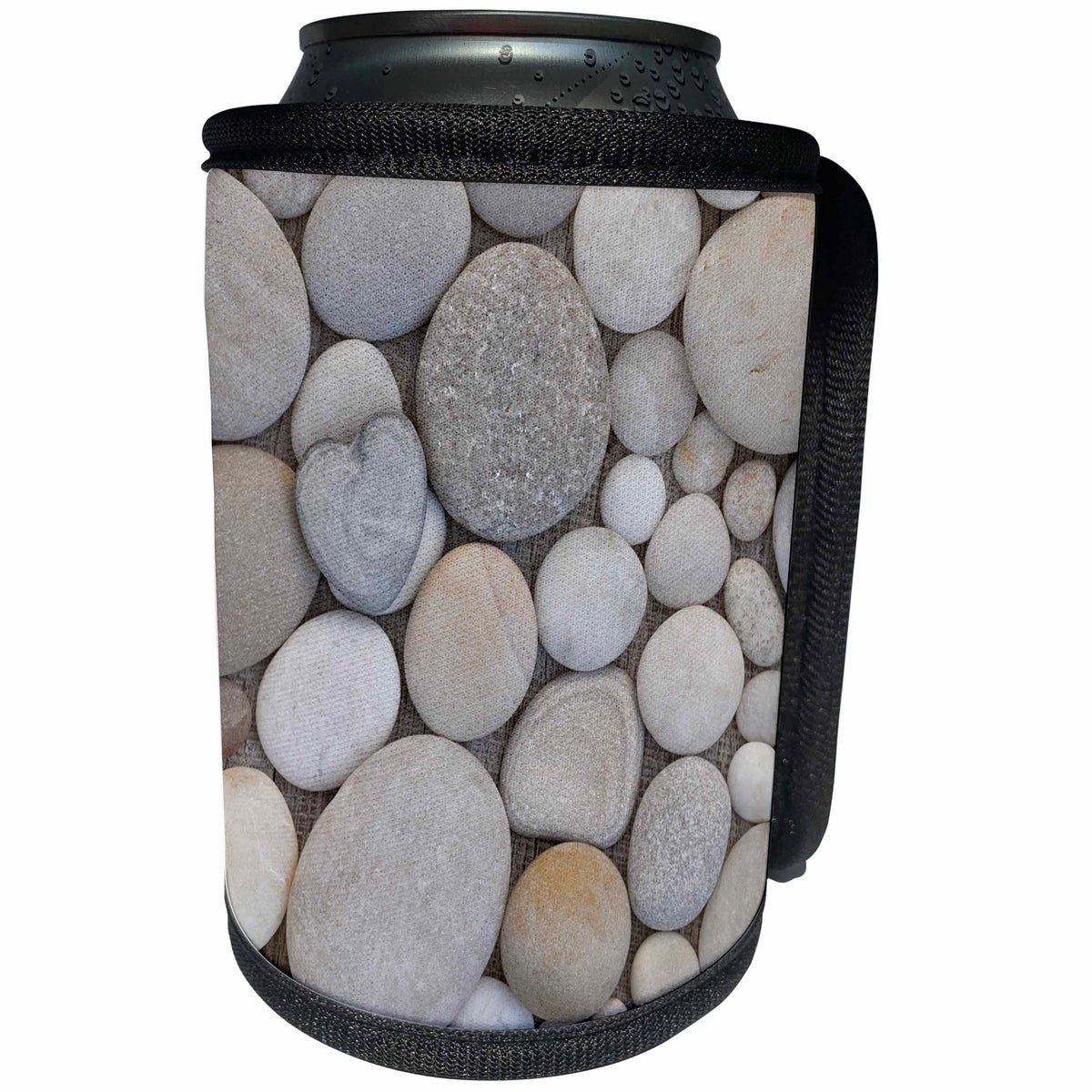 3dRose Andrea Haase Still Life Photography - Grey pebble with one heart shaped stone - Can Cooler Bottle Wrap (cc_264677)