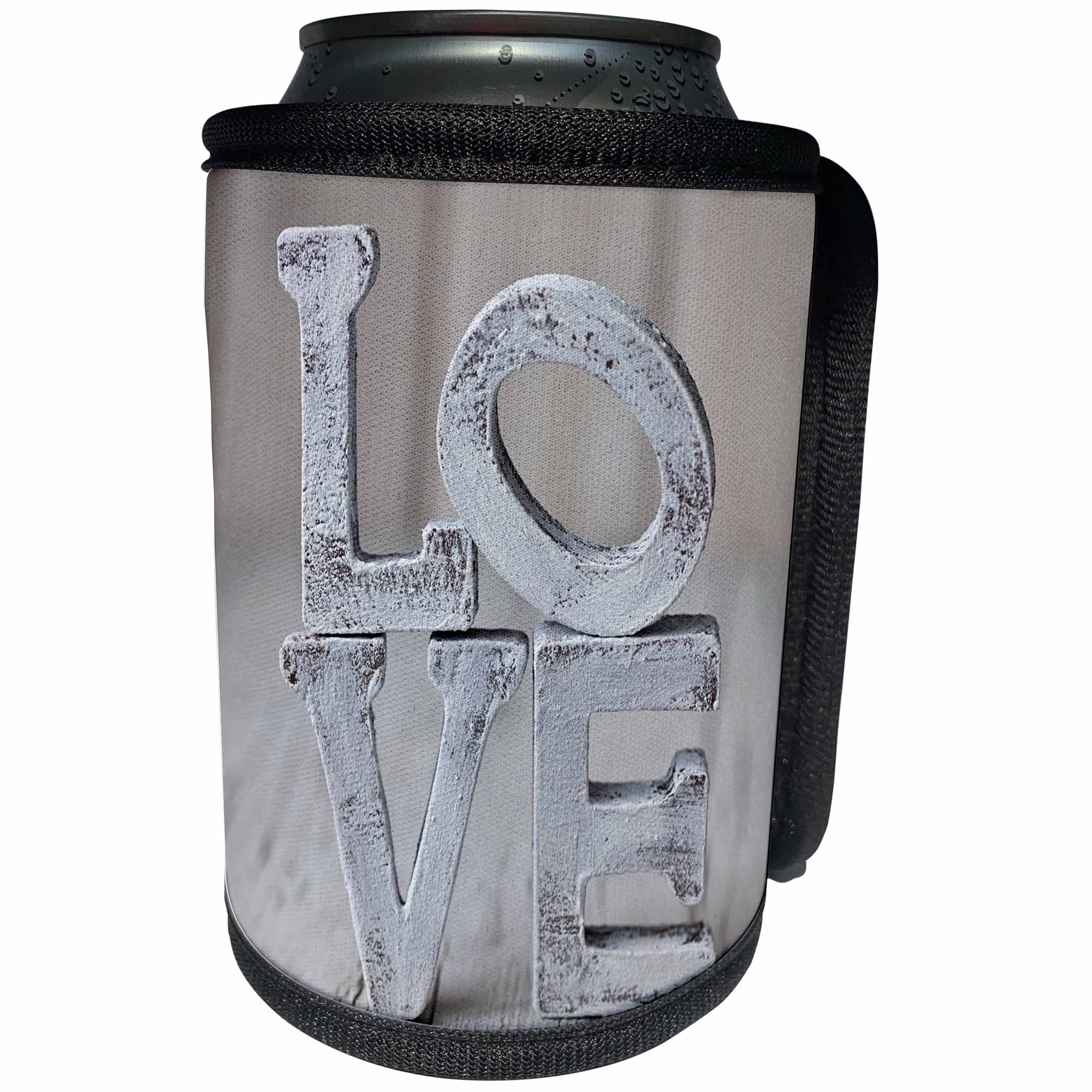 3dRose Andrea Haase Still Life Photography - Word Love made of white wooden letters - Can Cooler Bottle Wrap (cc_264678)