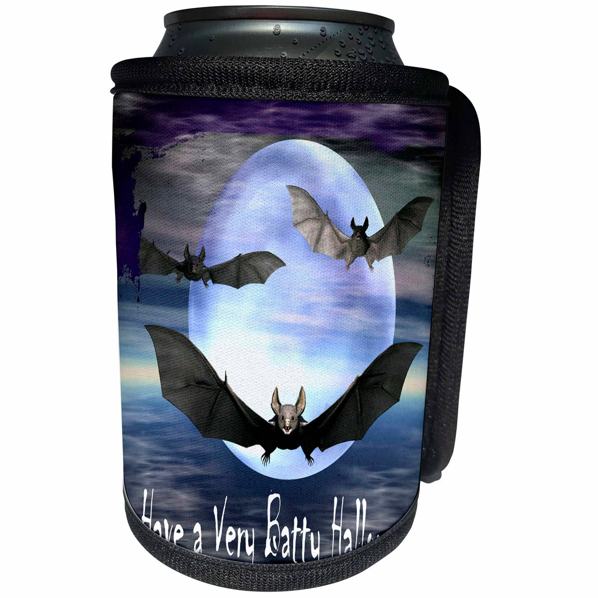 3dRose WhiteOak Art Designs Halloween - Have a Batty Halloween Bat Halloween Design - Can Cooler Bottle Wrap (cc_26468)