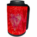 3dRose Andrea Haase Illustration Love - Mixed media art with hearts and typography elements red - Can Cooler Bottle Wrap (cc_264681)