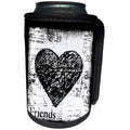 3dRose Andrea Haase Illustration Love - Heart collage black and white with word friends - Can Cooler Bottle Wrap (cc_264687)