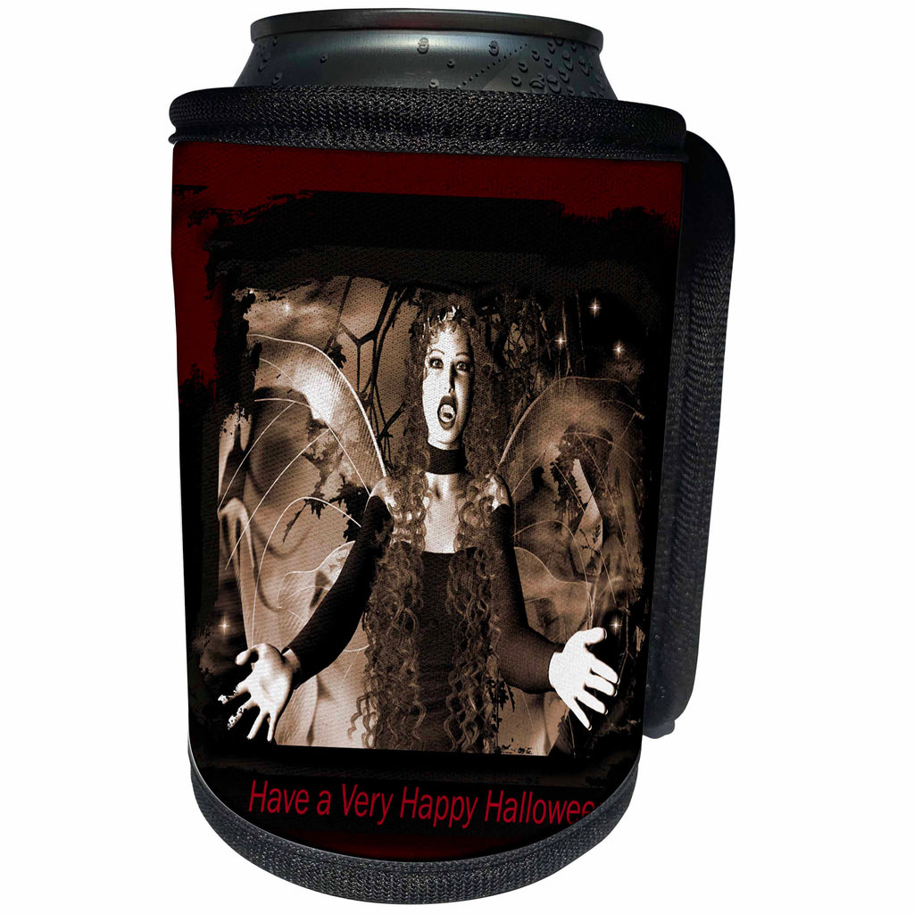 3dRose WhiteOak Art Designs Halloween - Vampire Halloween Fairy Vampire - Can Cooler Bottle Wrap (cc_26471)