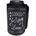3dRose Andrea Haase Inspirational Typography - Chalkboard typography sign with hand lettering quote cooked with love - Can Cooler Bottle Wrap (cc_264713)