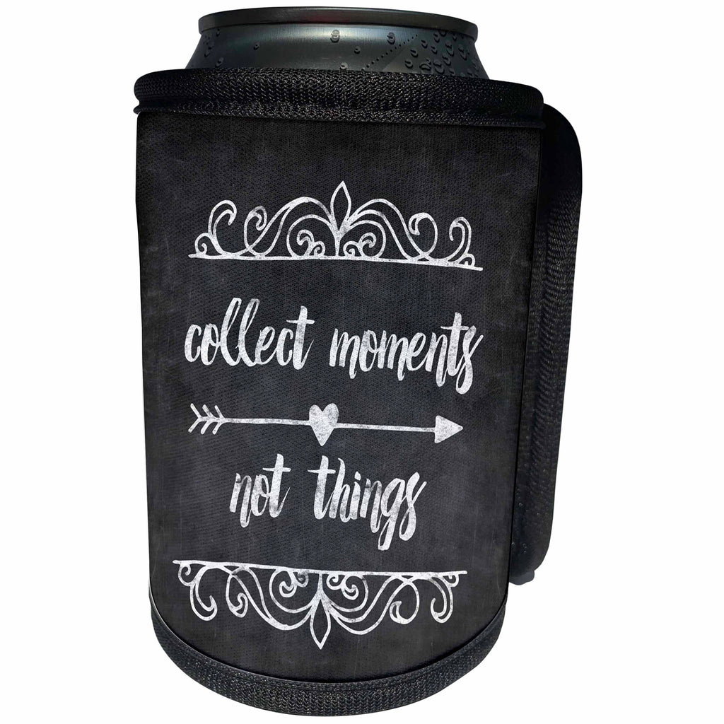 3dRose Andrea Haase Inspirational Typography - Chalkboard typography sign with hand lettering quote collect moments - Can Cooler Bottle Wrap (cc_264715)