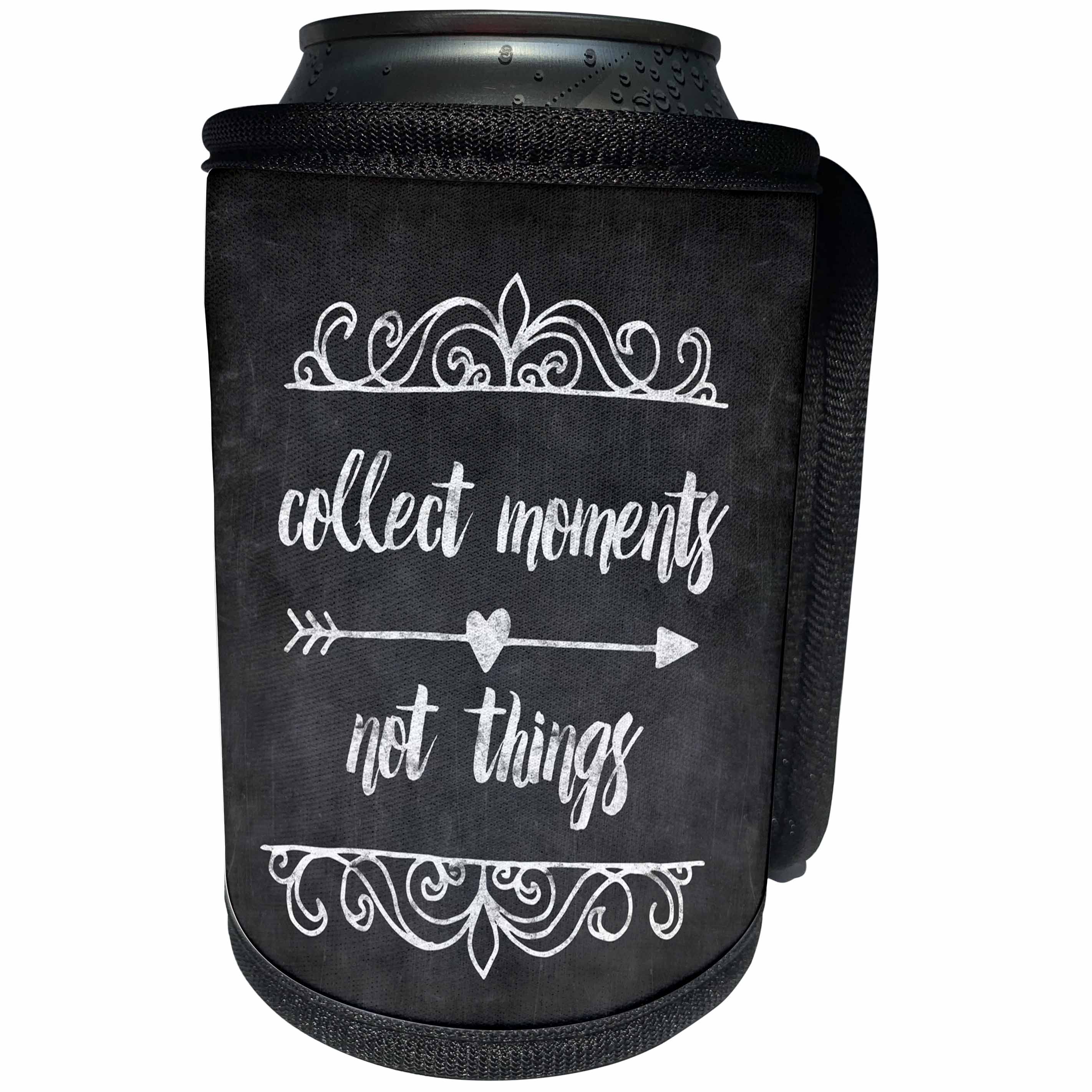 3dRose Andrea Haase Inspirational Typography - Chalkboard typography sign with hand lettering quote collect moments - Can Cooler Bottle Wrap (cc_264715)