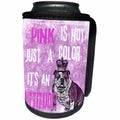 3dRose Andrea Haase Inspirational Typography - Funny Quote pink is not a color but an attitude with bulldog and crown - Can Cooler Bottle Wrap (cc_264726)
