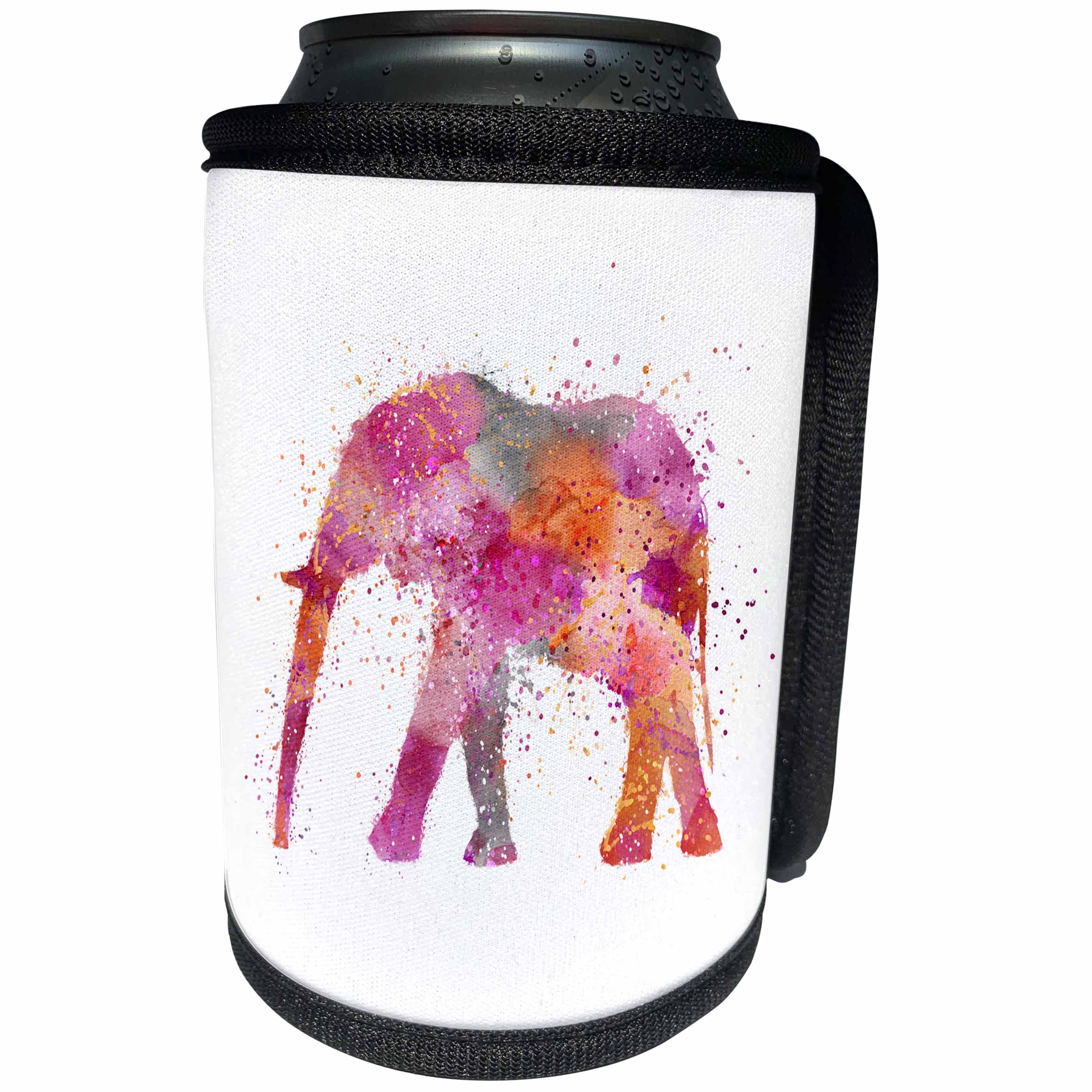 3dRose Andrea Haase Animals Illustration - Colorful watercolor elephant illustration - Can Cooler Bottle Wrap (cc_264733)