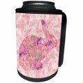 3dRose Andrea Haase Animals Illustration - Cute watercolor Easter bunny with floral pattern and butterflies, soft pink - Can Cooler Bottle Wrap (cc_264736)