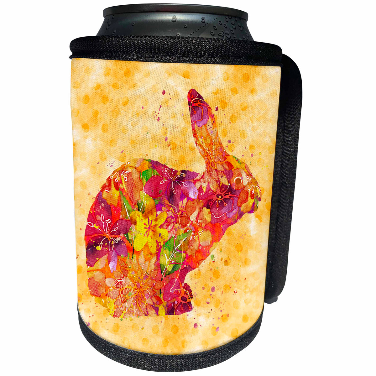 3dRose Andrea Haase Animals Illustration - Cute watercolor Easter bunny with floral pattern - Can Cooler Bottle Wrap (cc_264737)