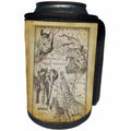 3dRose Andrea Haase Animals Illustration - Vintage Africa illustration with old map and wild animals - Can Cooler Bottle Wrap (cc_264749)