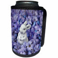 3dRose Andrea Haase Animals Photography - Little Easter bunny among blue spring flowers - Can Cooler Bottle Wrap (cc_264750)