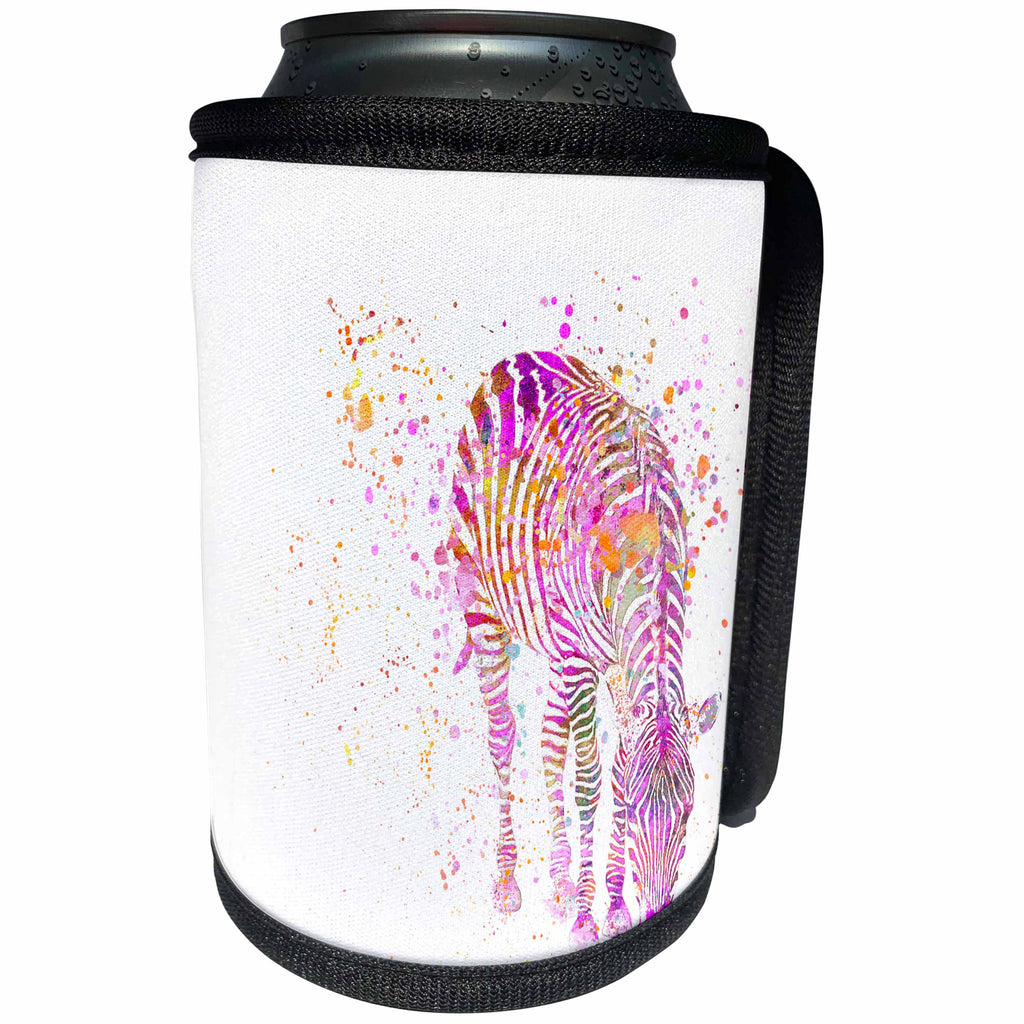3dRose Andrea Haase Animals Illustration - Artsy zebra illustration - Can Cooler Bottle Wrap (cc_264756)