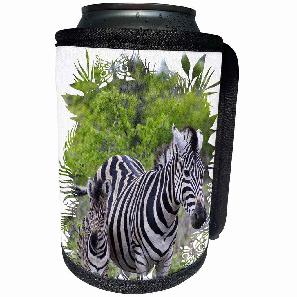 3dRose Andrea Haase Animals Photography - Zebras in odd shape - Can Cooler Bottle Wrap (cc_264758)