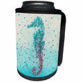 3dRose Andrea Haase Animals Illustration - Watercolor seahorse underwater illustration in shades of blue and turquoise - Can Cooler Bottle Wrap (cc_264776)