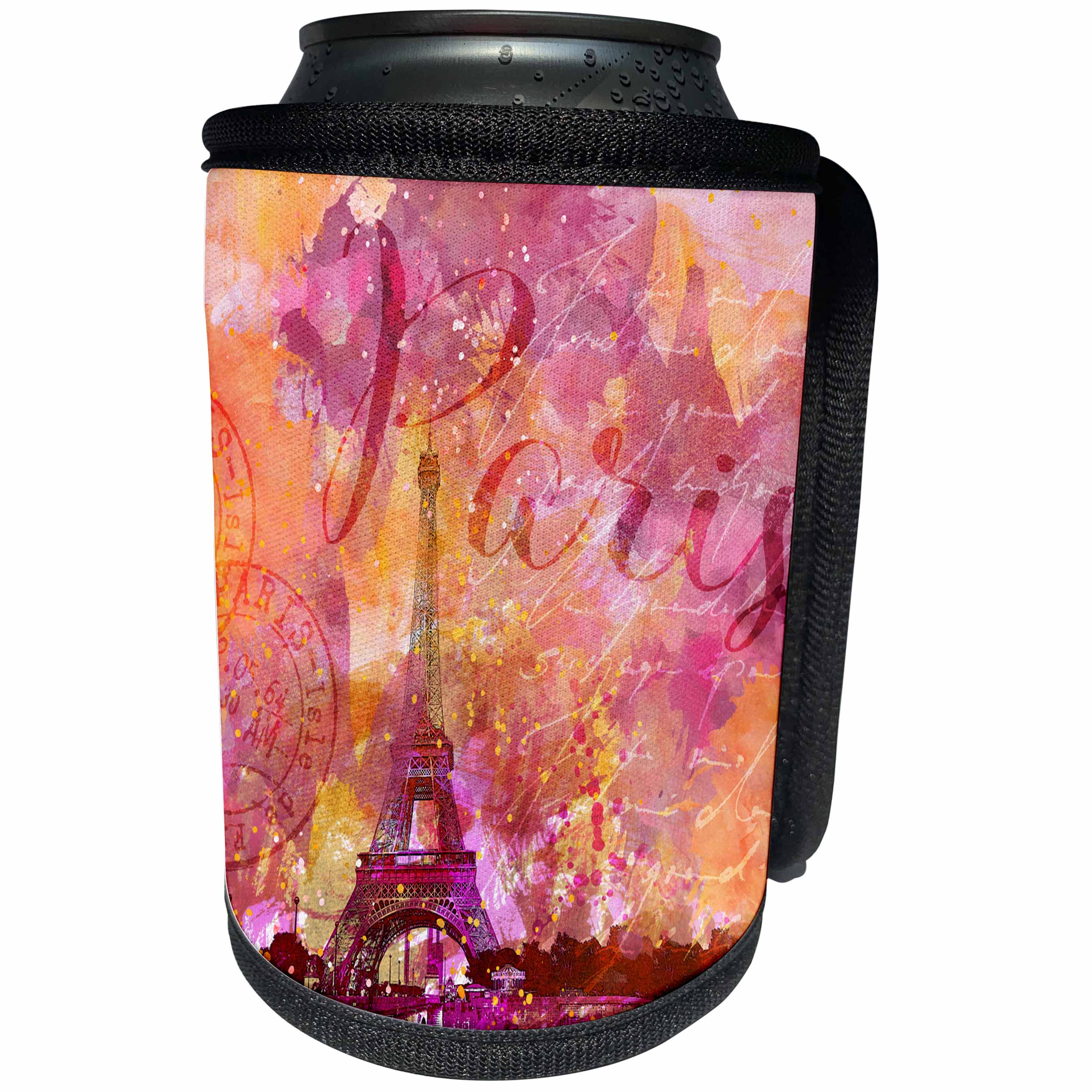 3dRose Andrea Haase Art Illustration - Paris watercolor illustration - Can Cooler Bottle Wrap (cc_264807)