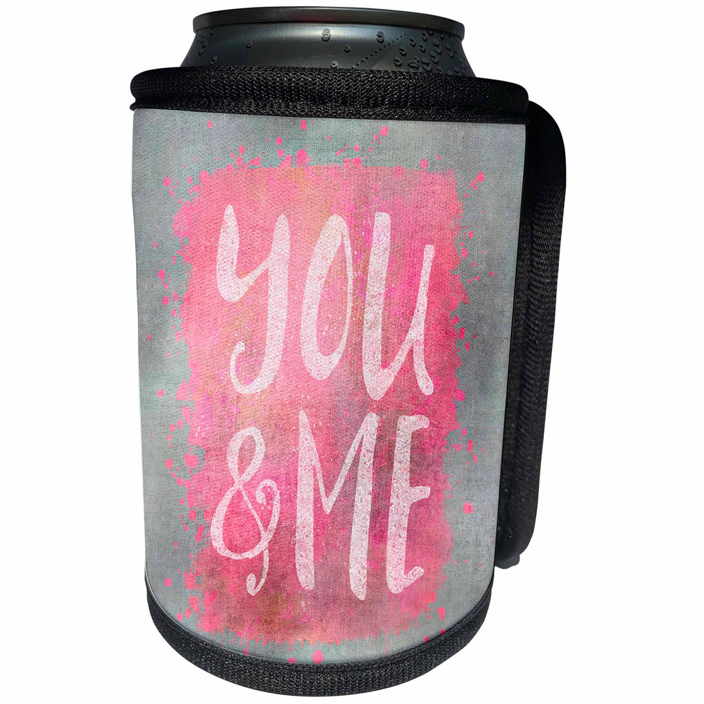 3dRose Andrea Haase Inspirational Typography - Typography love art illustration you and me - Can Cooler Bottle Wrap (cc_264818)
